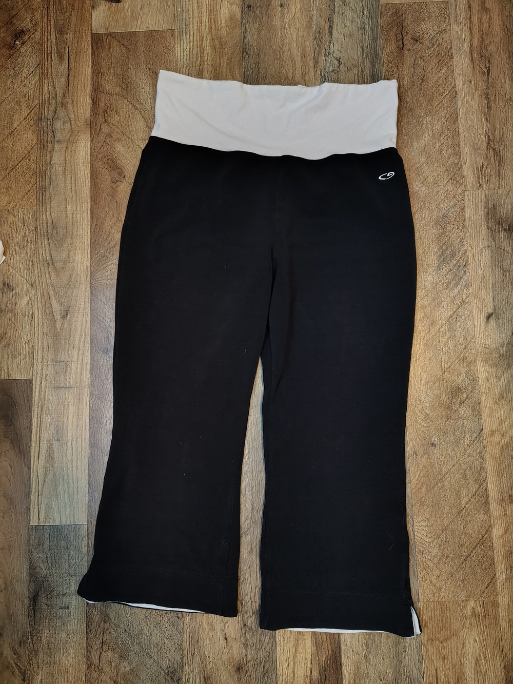 Champion Black Sweatpants with White Fold-Over Waistband
